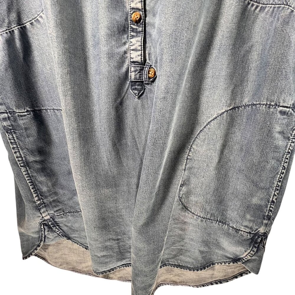 J Jill Womens Denim Tunic Top PM Chambray Long Sleeve Casual Shirt Pockets - Picture 9 of 15